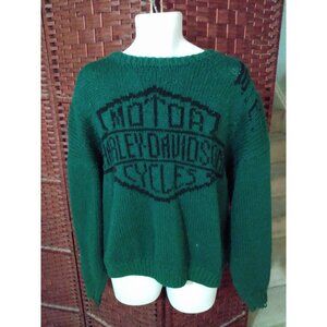 Rare Vintage Harley Davidson KnIt Sweater Wool Distressed Large Motorcycle Biker